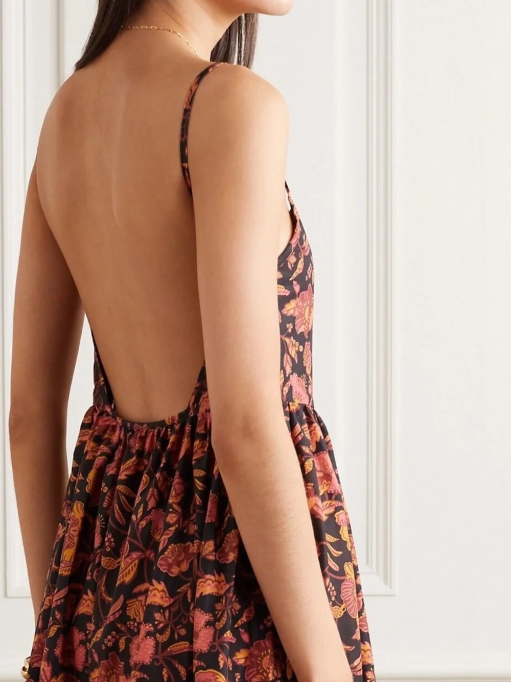 Matteau Floral Cotton Poplin Tiered Midi Dress Open Back Matteau Size 1 / US 2 - Picture 6 of 12